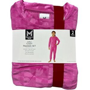Pink Hearts - Member's Mark Girls Cozy Pajama Set, 2-Piece, Stamped Velour Desig